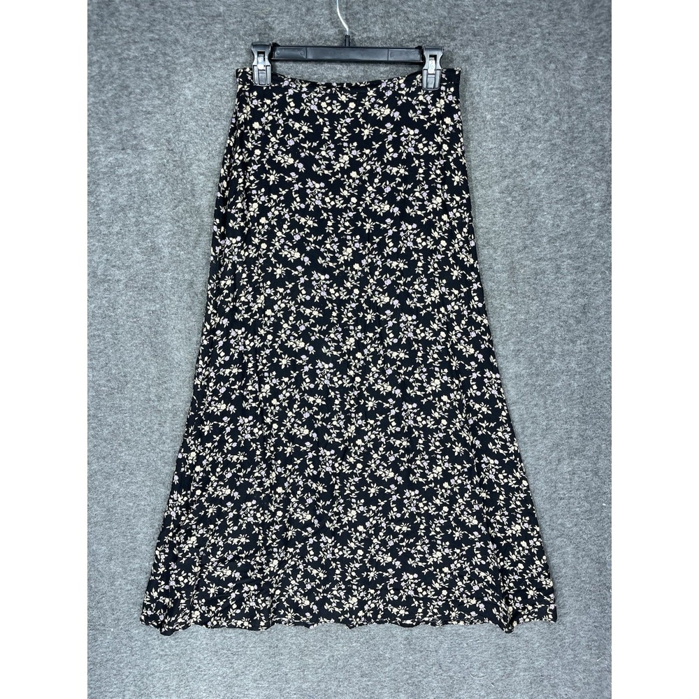 Vintage City Clothing Co Floral Maxi Skirt Rayon Black Floral Whimsigoth Size 9